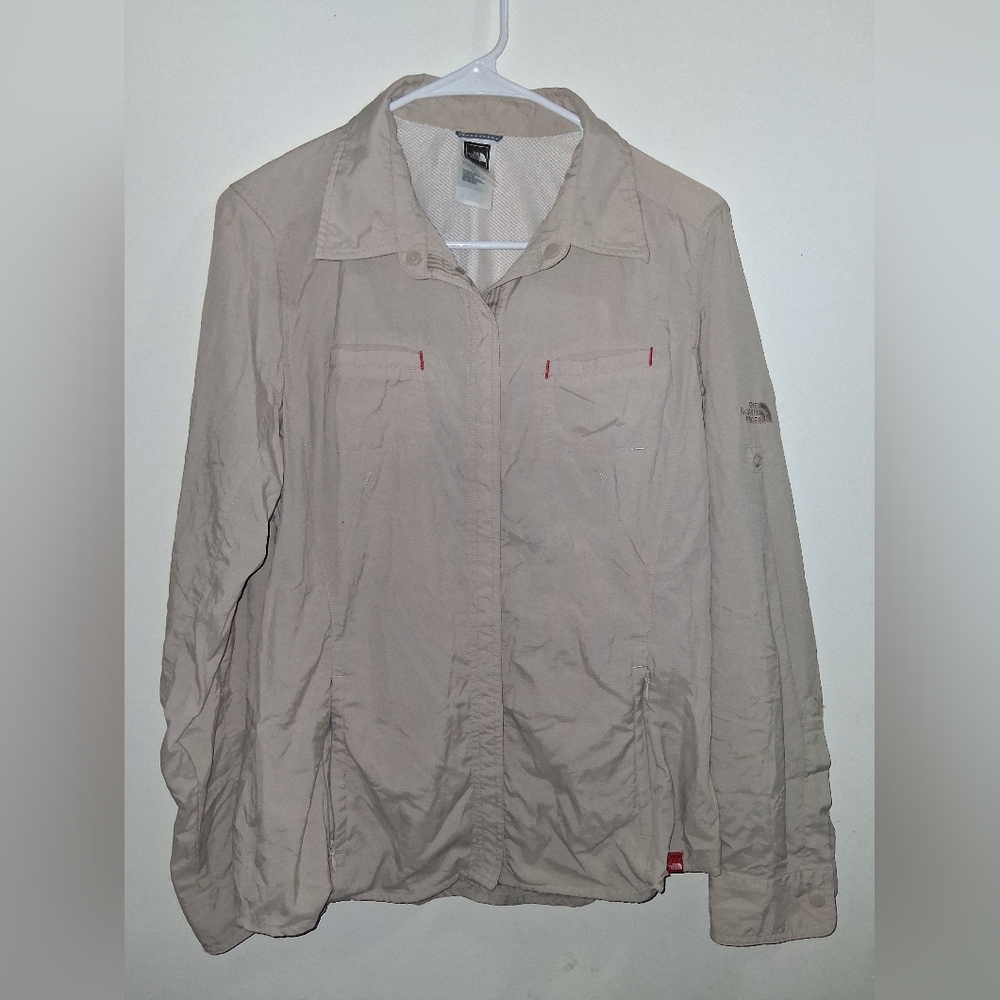 The North Face Tan Mesh Button Up Shirt Snap Buttons